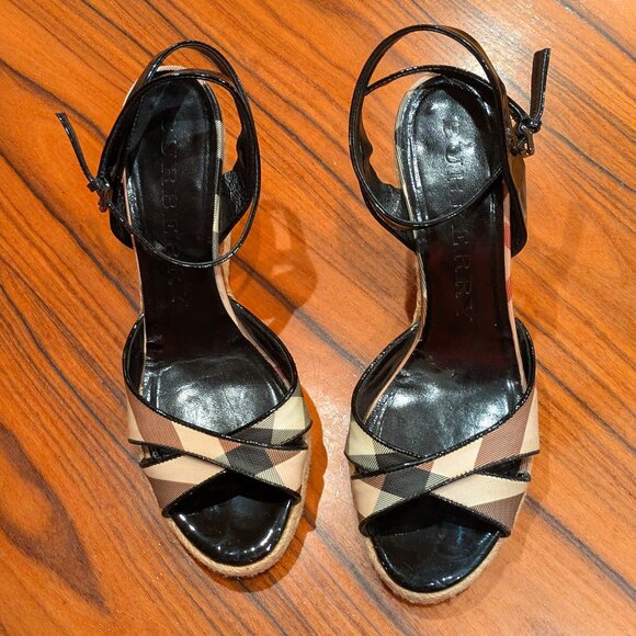 Burberry Espadrille Wedge Sandals - Picture 1 of 7
